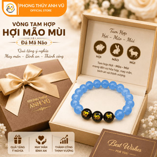 Vòng tam hợp quý thần hợi mão mùi - Chất liệu mã não xanh dương - Size 8 10ly - May mắn tài lộc
