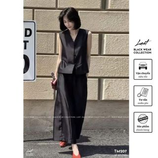 Set tafta xếp ly eo phối quần ống rộng cá tính LUST Set đồ nữ thiết kế thanh lịch sang trọng TM207