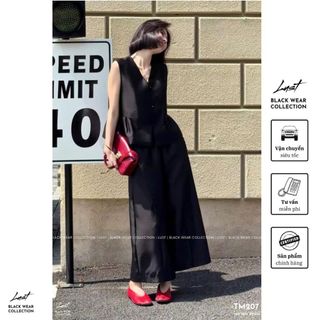 Set tafta xếp ly eo phối quần ống rộng cá tính LUST Set đồ nữ thiết kế thanh lịch sang trọng TM207