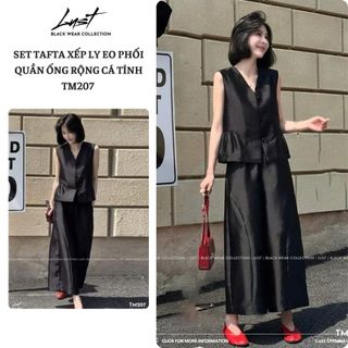 Set tafta xếp ly eo phối quần ống rộng cá tính LUST Set đồ nữ thiết kế thanh lịch sang trọng TM207