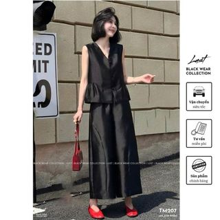 Set tafta xếp ly eo phối quần ống rộng cá tính LUST Set đồ nữ thiết kế thanh lịch sang trọng TM207