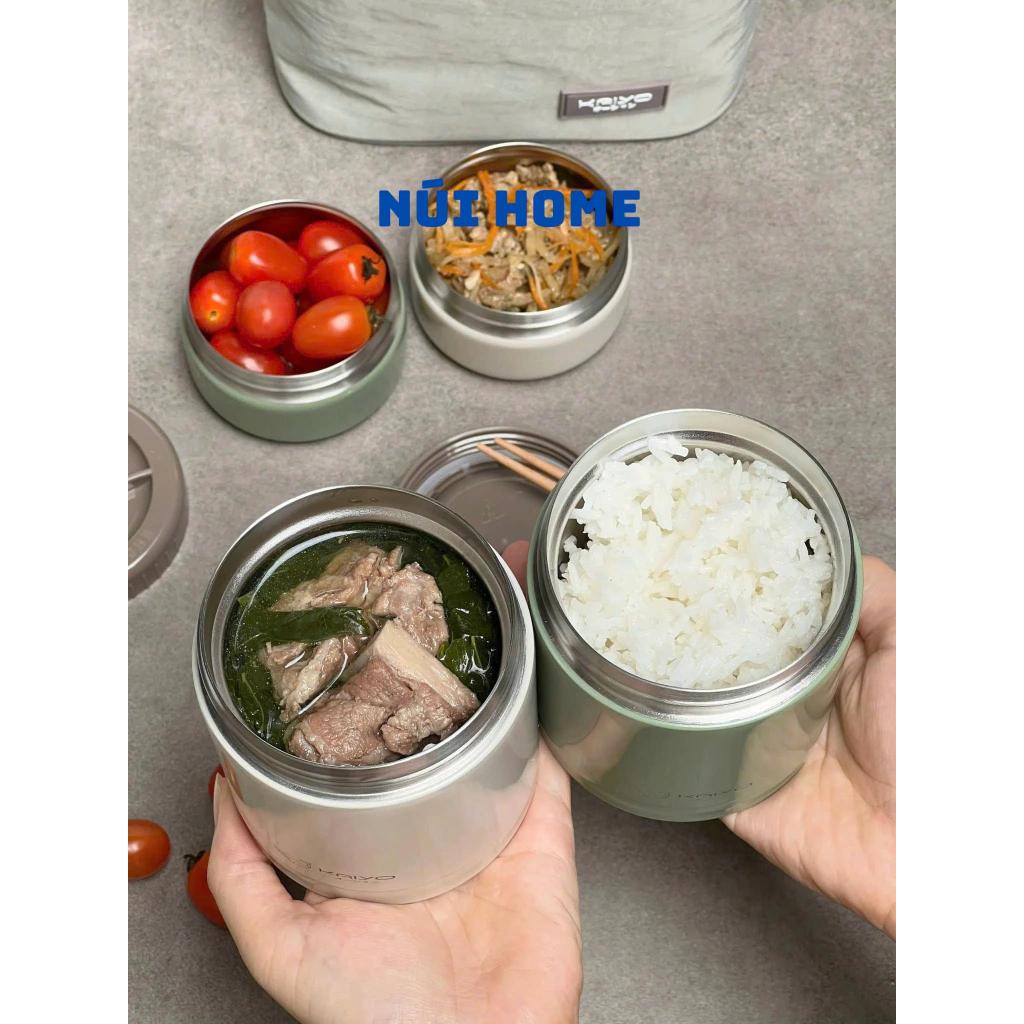 Bộ Hộp Cơm Giữ Nhiệt Inox 304 Kaiyo 4 Món Kèm Túi Giữ Nhiệt Cho Dân Văn Phòng, Học Sinh