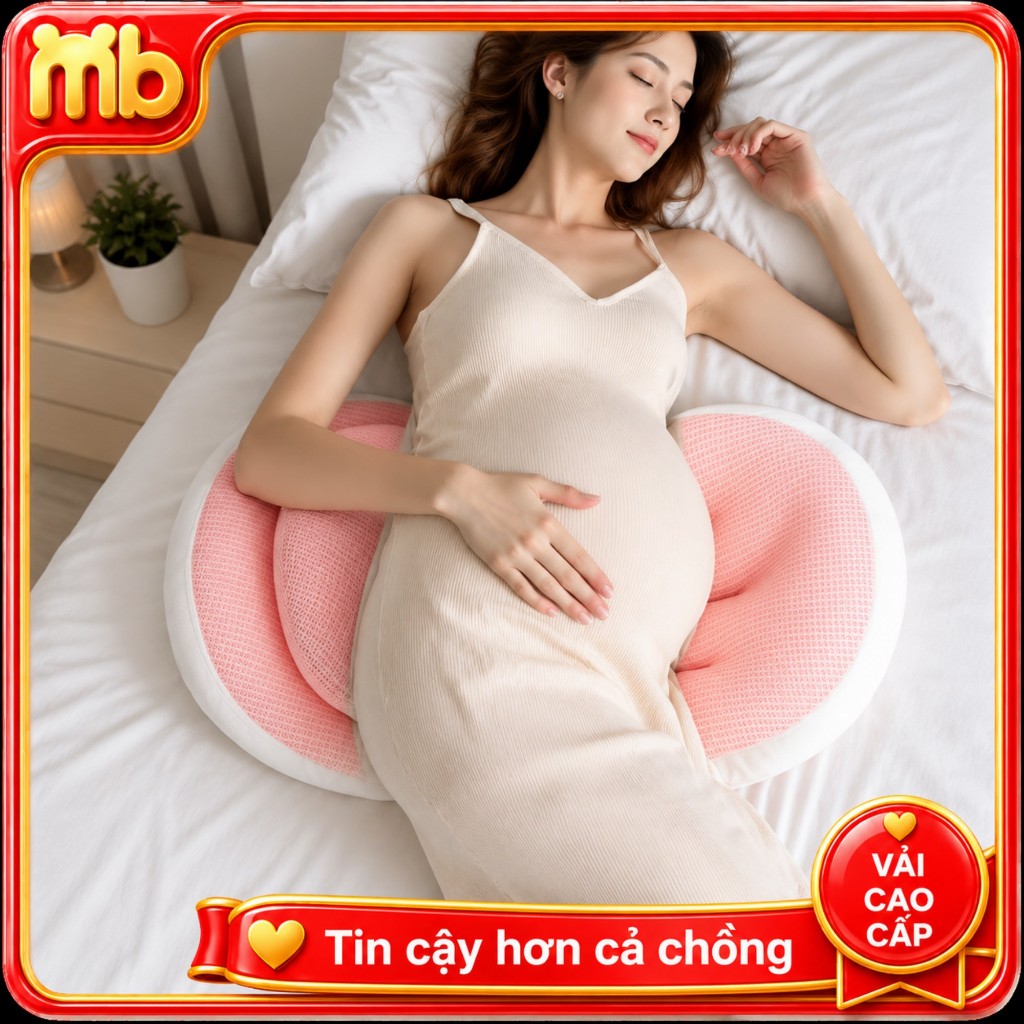 Gối bầu cánh tiên cho mẹ bầu – Ôm Trọn Bụng Bầu, Nâng Đỡ Toàn Diện, Giảm Đau Lưng, Giúp Mẹ Bầu Ngủ Ngon Sâu Giấc