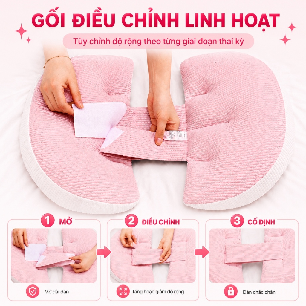 Gối bầu cánh tiên cho mẹ bầu – Ôm Trọn Bụng Bầu, Nâng Đỡ Toàn Diện, Giảm Đau Lưng, Giúp Mẹ Bầu Ngủ Ngon Sâu Giấc