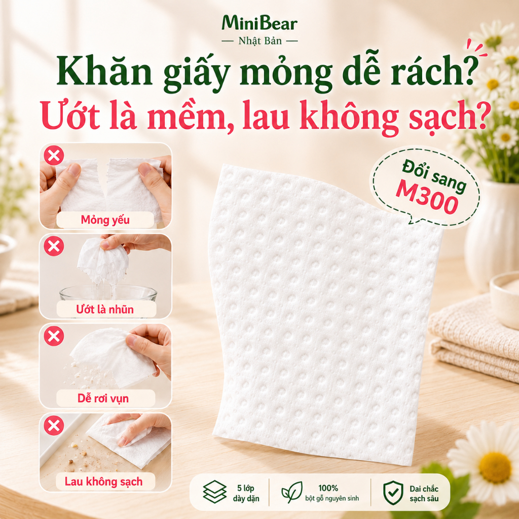 Giấy ăn rút 5 lớp từ bột gỗ nguyên sinh, siêu dai, an toàn cho mẹ và bé – Thùng 30 gói (tiết kiệm hơn)
