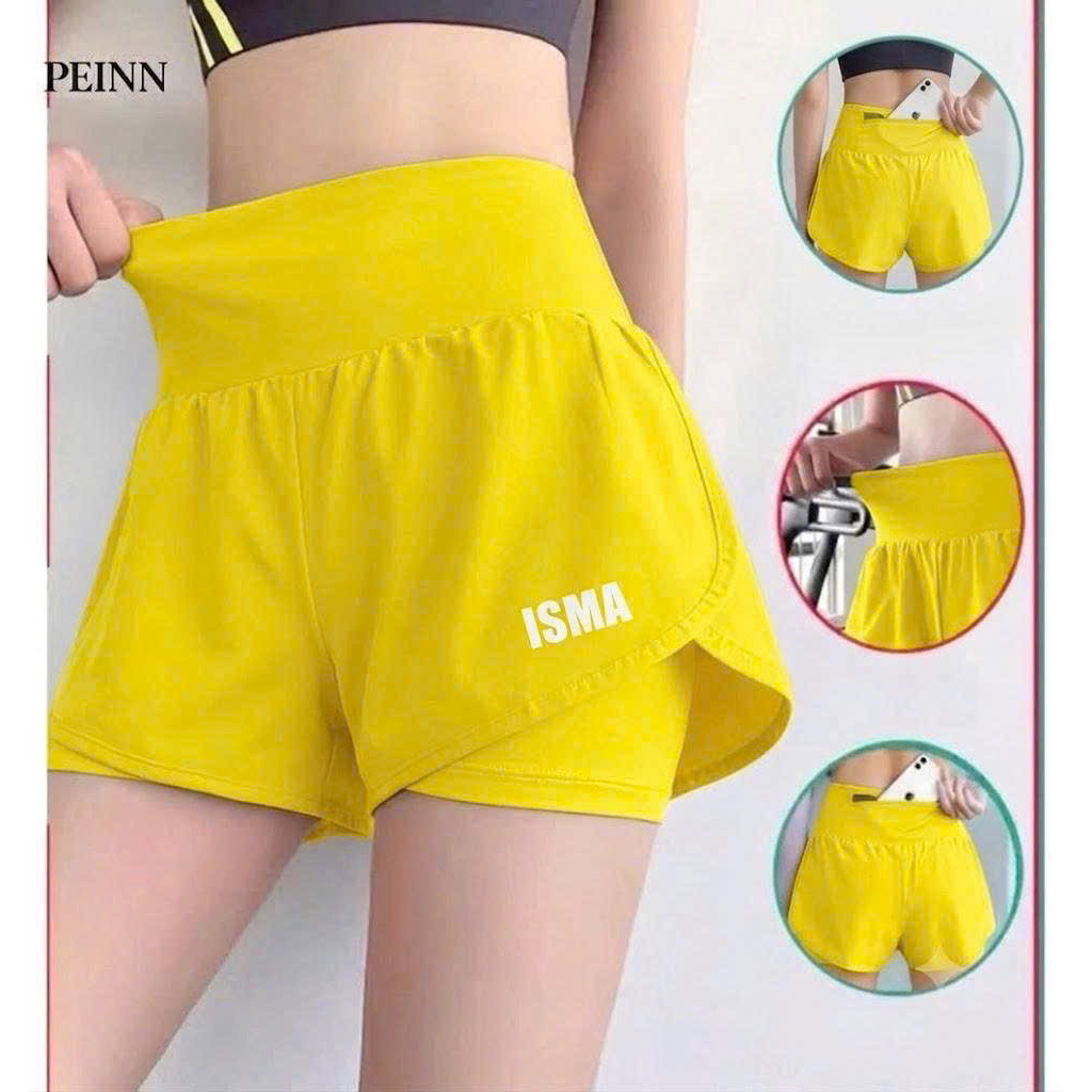 quần đùi 2 lớp cạp cao có khoá sau lưng đúc điện thoại