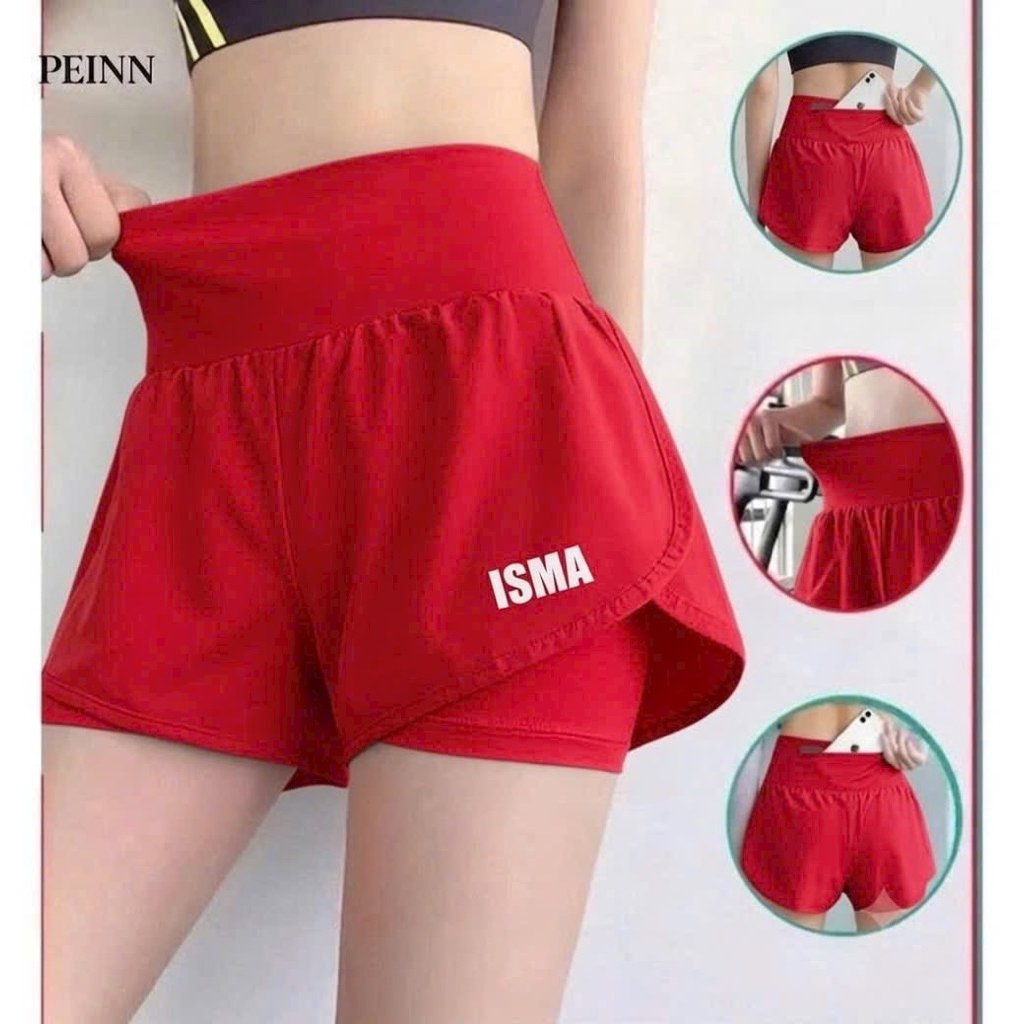 quần đùi 2 lớp cạp cao có khoá sau lưng đúc điện thoại