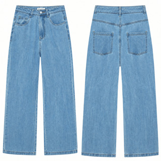 Quần Jean Nữ Harper Cotton, Ống Rộng, Cạp Cao, Form Tôn Dáng, Mềm Mát, Màu Xanh Baby