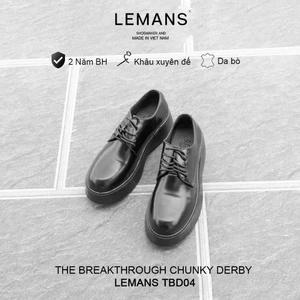 DERBY Lemans - BST độc quyền, đế cao 6cm Full cao su nguyên khối Da bò BH 24Tháng