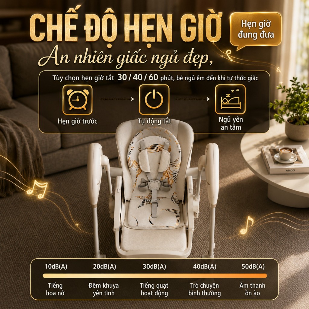 Xích Đu Điện MiniBear B4 – Tự Động Đu Đưa, Dùng Cho Bé Sơ Sinh, Gấp Gọn Tiện Lợi