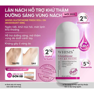 Lăn Khử Mùi Giảm Mồ Hôi Hỗ Trợ Khử Thâm Dưỡng Sáng Da Vùng Dưới Cánh Tay WHISIS Glutathione Fresh Roll On Deodorant 50ml