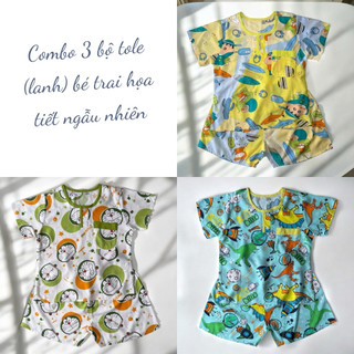 Combo 3 bộ đồ tole bé trai tay ngắn quần đùi hoạ tiết ngẫu nhiên