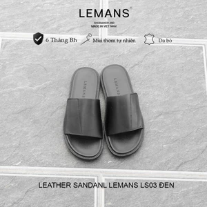 Dép LEMANS L4S03 - Dép quai ngang dán da bò, đế cao su có mùi thơm, thiết kế quai da 3 lớp trẻ trung chính hãng, Bh 06T