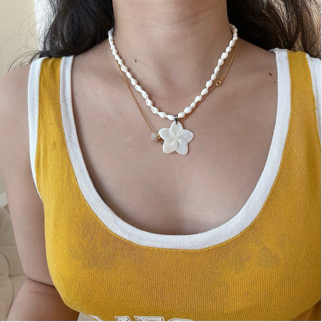 Vòng Cổ Hoa Biển Xà Cừ Shell Đại Dương QUEMEO phụ kiện mùa hè