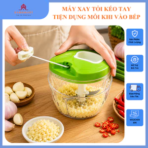 Máy Xay Tỏi Ớt Mini Cầm Tay Kéo Tay Đa Năng Lưỡi Inox Sắc Bén Xay Hành Gia Vị Rau Củ