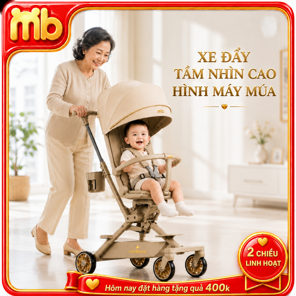 Xe đẩy cao cấp cho bé M1 PRO – Nhật Bản, gấp gọn tiện lợi, có nhạc, chống sốc tốt, dành cho trẻ sơ sinh