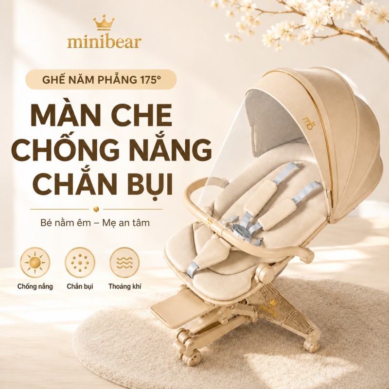 Xe đẩy cao cấp cho bé M1 PRO – Nhật Bản, gấp gọn tiện lợi, có nhạc, chống sốc tốt, dành cho trẻ sơ sinh