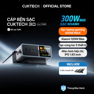 Trạm Sạc Để Bàn CUKTECH GaN 300W Nhiều Cổng Siêu Mạnh Cho Gaming Laptop/MacBook Pro/Dell XPS/ASUS ROG/Lenovo Legion