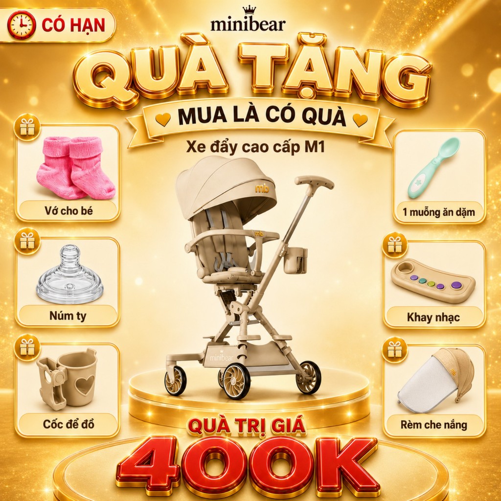 Xe đẩy cao cấp cho bé M1 PRO – Nhật Bản, gấp gọn tiện lợi, có nhạc, chống sốc tốt, dành cho trẻ sơ sinh