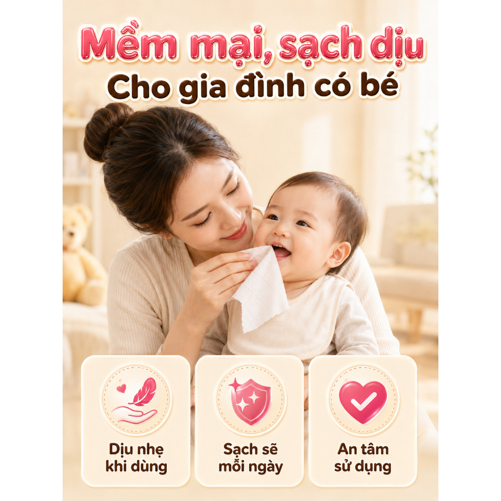 Khăn giấy treo tường 5 lớp 1000 tờ, bột gỗ nguyên sinh an toàn, giấy thấm hút tốt, dùng cho bé, phù hợp nhiều tình huống
