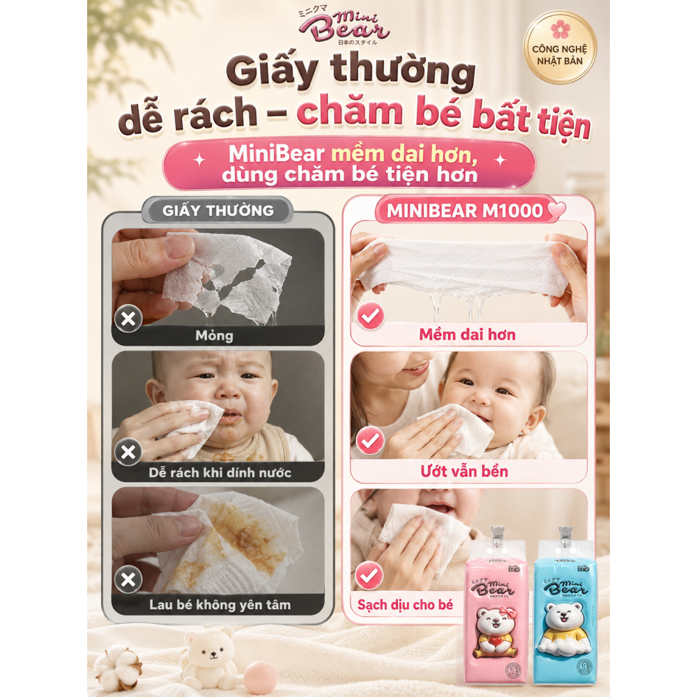 Khăn giấy treo tường 5 lớp 1000 tờ, bột gỗ nguyên sinh an toàn, giấy thấm hút tốt, dùng cho bé, phù hợp nhiều tình huống