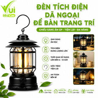 Đèn Led Dã Ngoại Cắm Trại Tích Điện Kèm Dây Sạc GD24 - Đèn Bão Du Lịch Dã Ngoại, Trang Trí Để Bàn