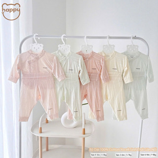 Bộ sơ sinh Happy Kids Chất liệuu QC chính phẩm- 100% Cotton Yocell sinh thái gân nổi, đảm bảo mềm mại- co dãn 4 chiều