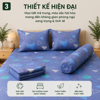 Bộ Ga Gối Cotton Thắng Lợi 4 Món Size 1m6 Ga Bọc Chun Cotton Mềm Mại Thoáng Mát Nệm Cao 3-15cm Aniva Bedding