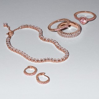 Nhẫn Pandora Timeless Phủ Vàng Hồng 14K Đính Đá Lấp Lánh - Sparkling Pink Band Ring