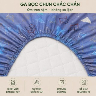 Bộ Ga Gối Cotton Thắng Lợi 4 Món Size 1m6 Ga Bọc Chun Cotton Mềm Mại Thoáng Mát Nệm Cao 3-15cm Aniva Bedding
