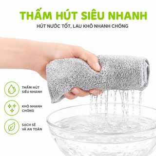 Khăn Lau Bát Đũa Siêu Thấm Nước Sợi Than Tre GD06 - Khăn Lau Tay, Bàn Ăn Kháng Khuẩn 23x23cm