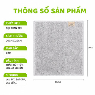 Khăn Lau Bát Đũa Siêu Thấm Nước Sợi Than Tre GD06 - Khăn Lau Tay, Bàn Ăn Kháng Khuẩn 23x23cm