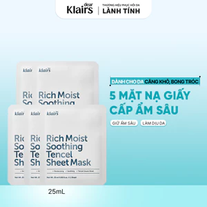 Combo 5 Mặt nạ giấy Dear Klairs Rich Moist Soothing Tencel Sheet Mask 25 ml [FS]