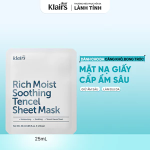 Mặt nạ giấy Dear, Klairs Rich Moist Soothing Tencel Sheet Mask làm dịu phục hồi da 25 ml [FS]