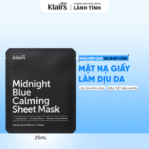 Mặt nạ giấy Dear Klairs Midnight Blue Calming Sheet Mask hỗ trợ làm dịu da 25ml [FS]