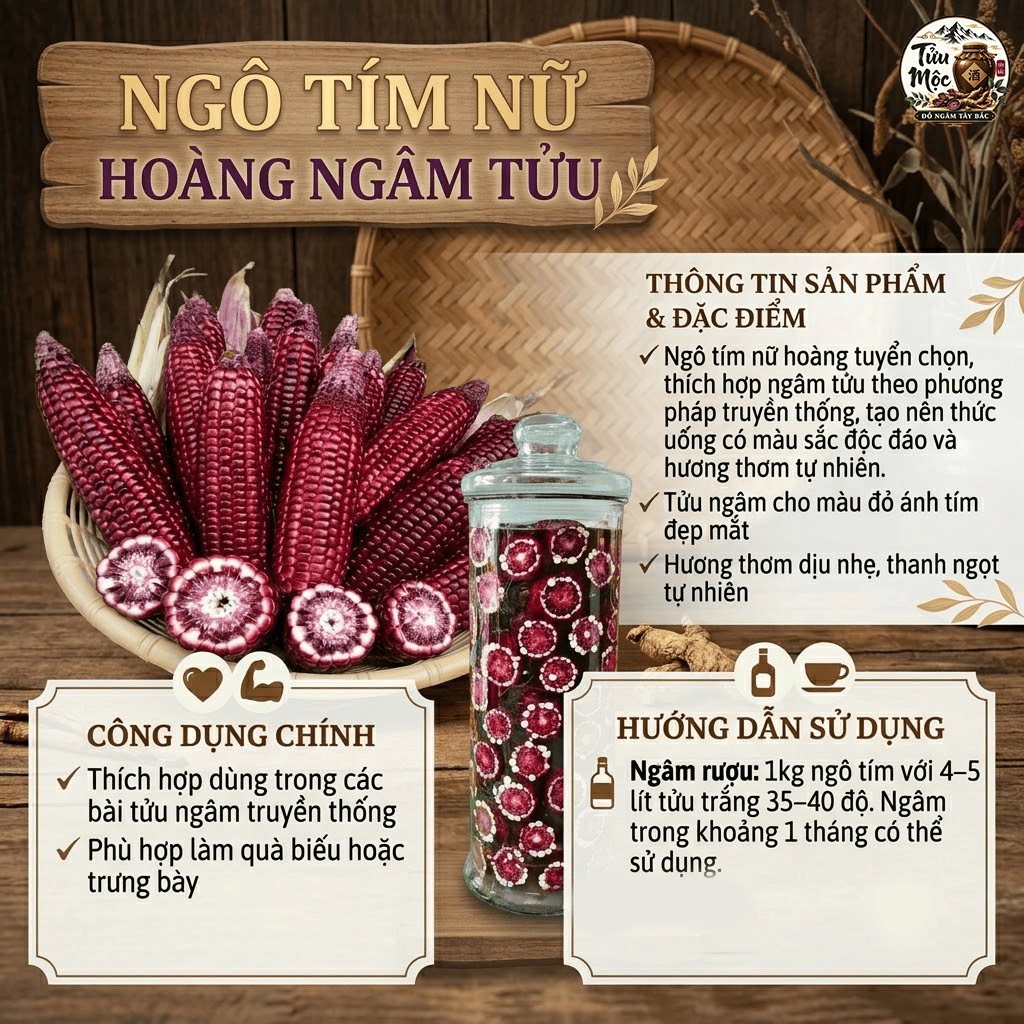 Ngô nếp tím nữ hoàng Tửu Mộc Đồ Ngâm Tây Bắc ngô nếp tím Tây Bắc đã được sơ chế chỉ việc ngâm