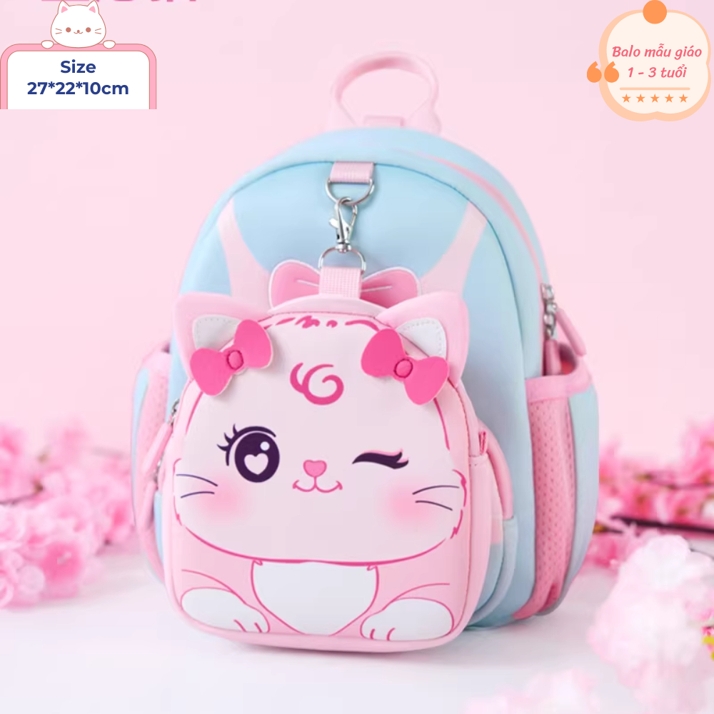 NEW-Balo túi phụ thỏ hồng, gấu nâu Worm Home cho bé mầm non mẫu giáo 1-3 tuổi chất liệu đẹp - cực kì xinh - đáng yêu