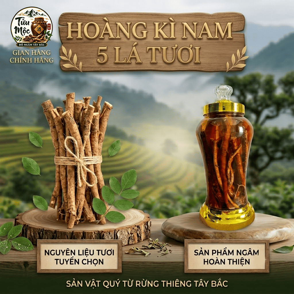 Hoàng kỳ nam 5 lá sẻ Tửu Mộc Đồ Ngâm Tây Bắc Hoàng kỳ nam tươi rễ già đã được làm sạch chỉ việc ngâm