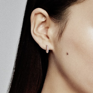 Bộ Hoa Tai Pandora Signature Mạ Vàng Hồng 14K Dạng Vòng Đính Đá - Pavé Heart Hoop Earrings