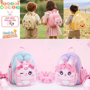 NEW-Balo túi phụ thỏ hồng, gấu nâu Worm Home cho bé mầm non mẫu giáo 1-3 tuổi chất liệu đẹp - cực kì xinh - đáng yêu