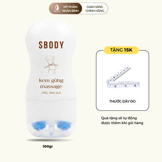 [TẶNG THƯỚC] Kem giảm mỡ bụng sau sinh - Thanh lăn massage SBODY gừng giúp thon gọn