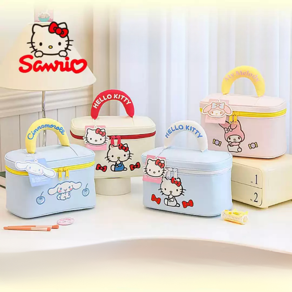 [SẴN] Túi hộp vải đựng máy ảnh, đồ trang điểm Hello Kitty, My Melody, Cinnamoroll đáng yêu