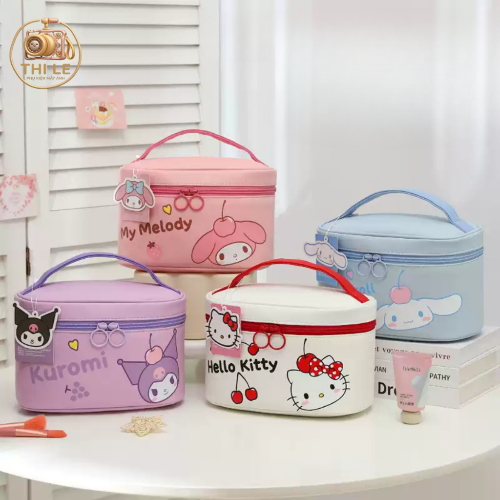 [SẴN] Túi hộp vải đựng máy ảnh, đồ trang điểm Hello Kitty, My Melody, Cinnamoroll đáng yêu