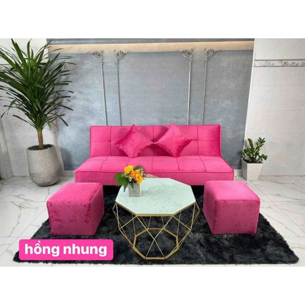 Bộ sofa có thể mở thành giường gồm - ( ghế 1m7 x 2 đôn x 1 bàn kim cương ) - đơn giản hiện đại