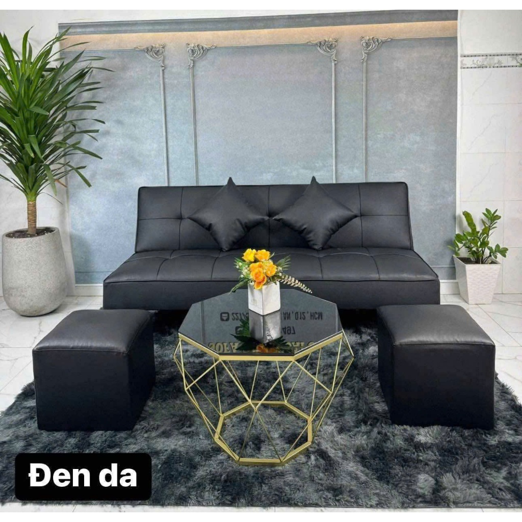 Bộ sofa có thể mở thành giường gồm - ( ghế 1m7 x 2 đôn x 1 bàn kim cương ) - đơn giản hiện đại