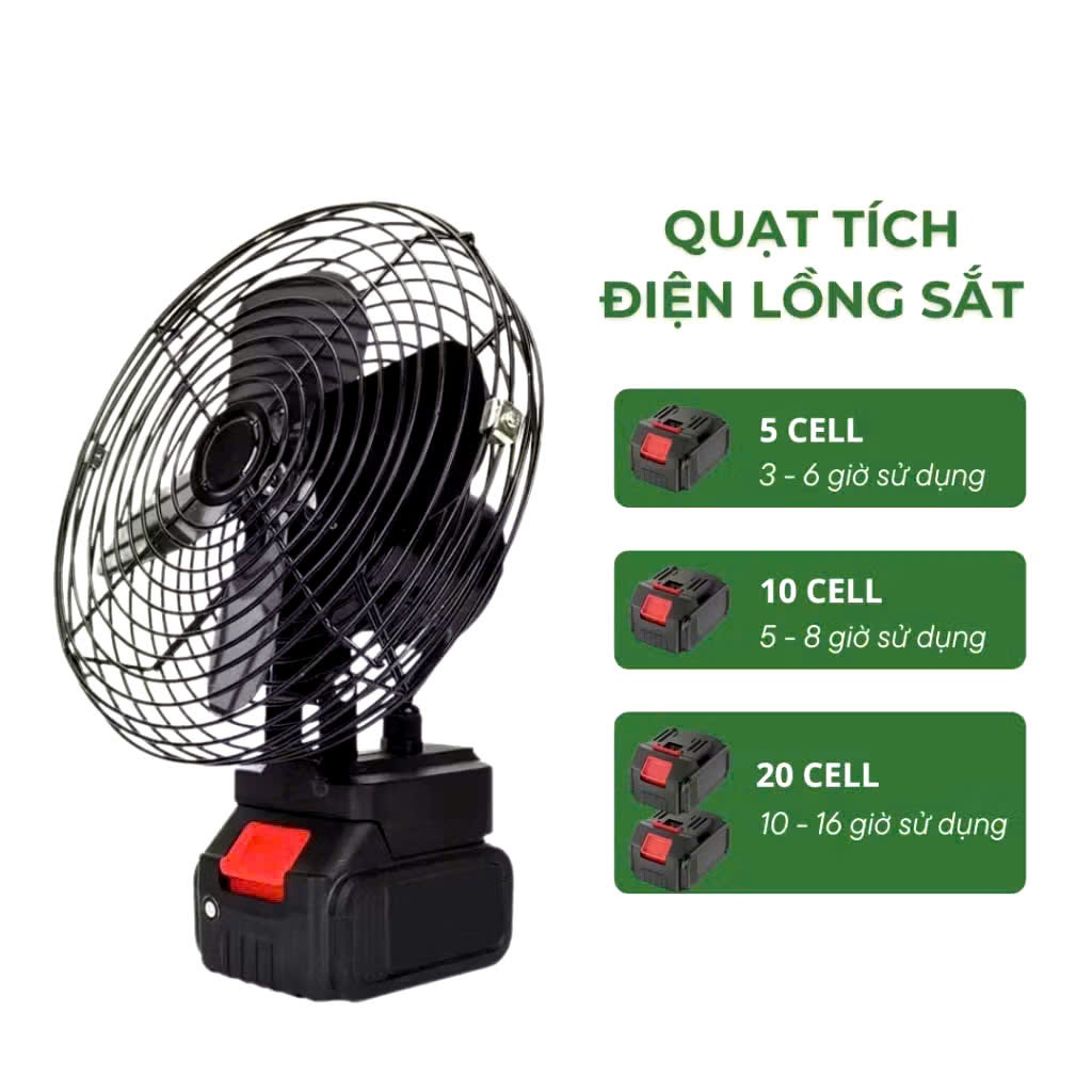 Quạt Tích Điện Makita 10-20-30Cell, Thời Gian Sử Dụng 4-10h, 2 Chế Độ Gió Mạnh, Siêu Mát