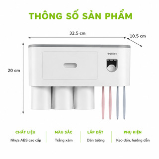 Bộ Nhả Kem Đánh Răng Kèm Cốc Nhựa Dán Tường Tự Động GD27 - Kệ Đựng Bàn Chải Đánh Răng Có Cốc Úp