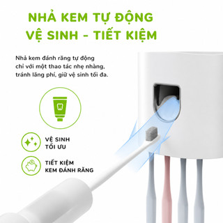 Bộ Nhả Kem Đánh Răng Kèm Cốc Nhựa Dán Tường Tự Động GD27 - Kệ Đựng Bàn Chải Đánh Răng Có Cốc Úp