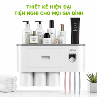 Bộ Nhả Kem Đánh Răng Kèm Cốc Nhựa Dán Tường Tự Động GD27 - Kệ Đựng Bàn Chải Đánh Răng Có Cốc Úp