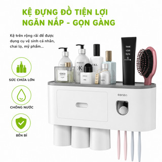 Bộ Nhả Kem Đánh Răng Kèm Cốc Nhựa Dán Tường Tự Động GD27 - Kệ Đựng Bàn Chải Đánh Răng Có Cốc Úp